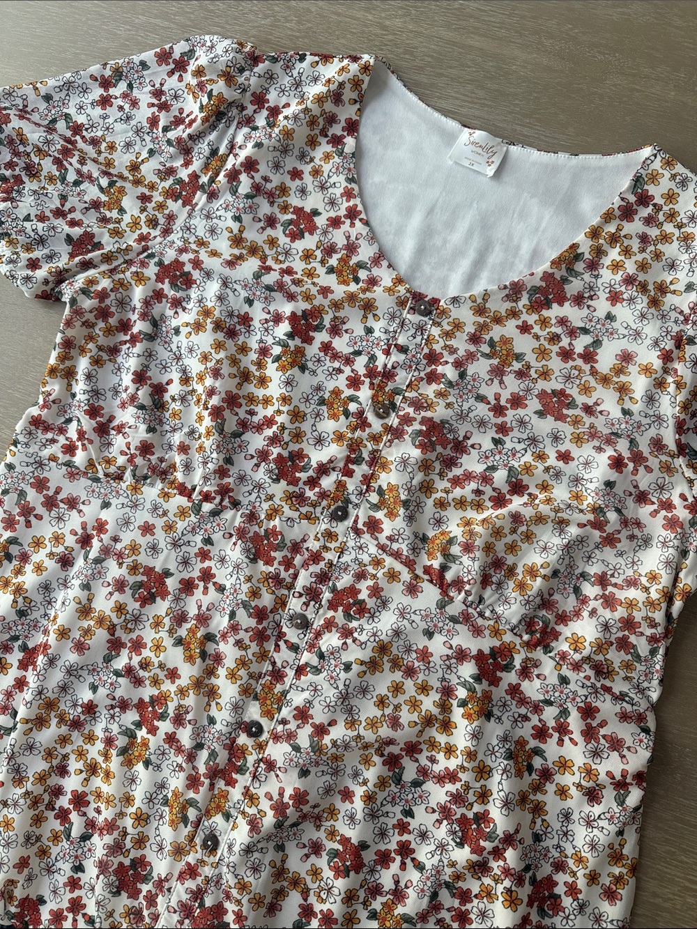 Floral Mesh Button Front Dress | 2X